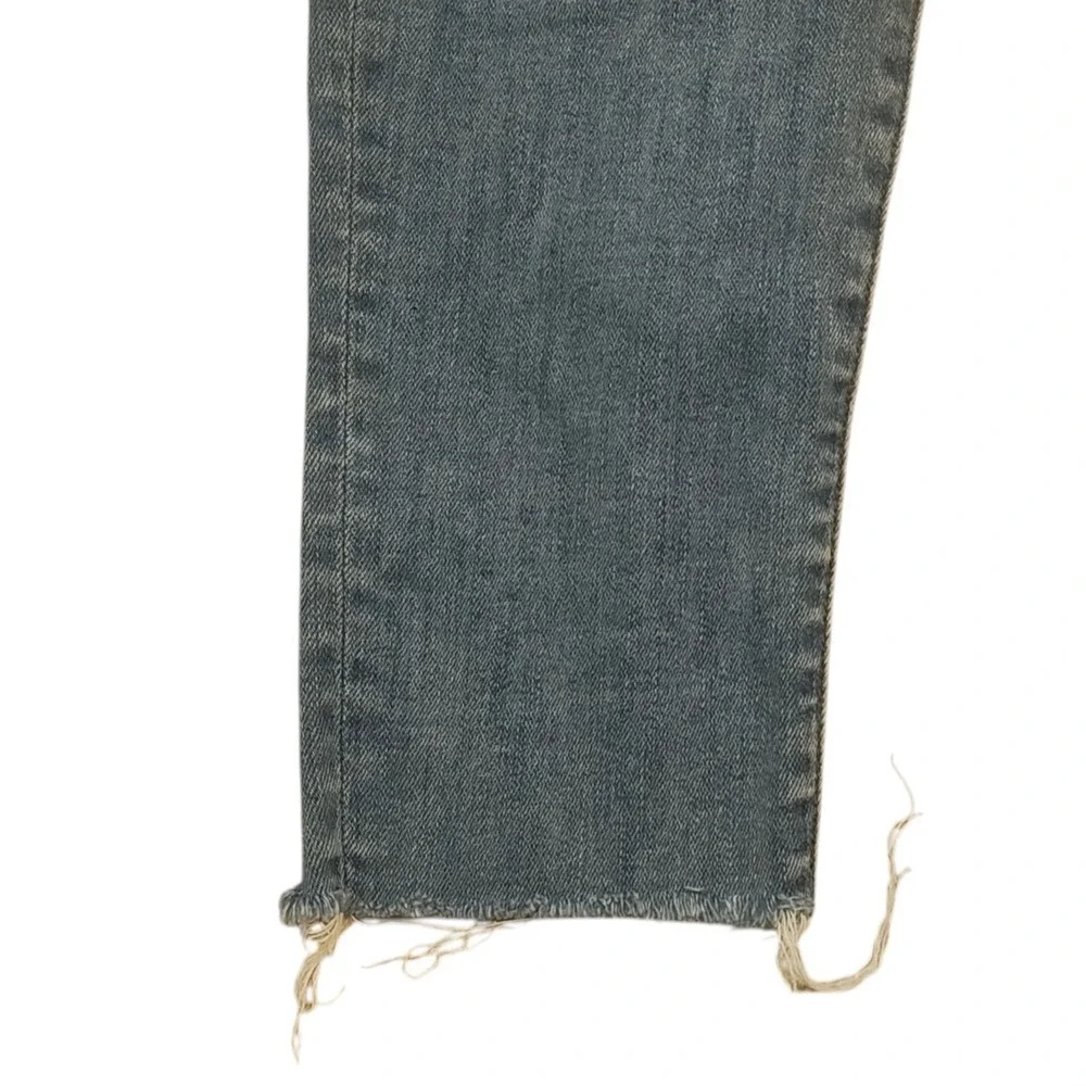 Mother The Pixie Fray Jeans Mid Rise Denim Distressed Skinny Button Fly Blue 25